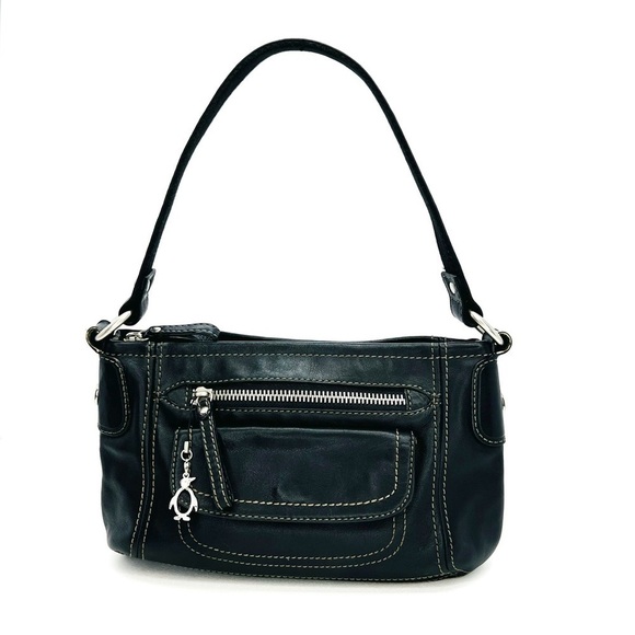 Fossil Handbag Black Leather Single Strap Shoulder Bag Top Zip - Picture 3 of 16